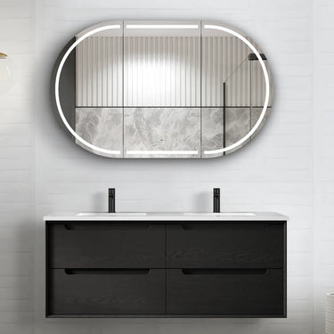 Otti | Byron 1200mm Black Oak Wall Hung Vanity Double Bowl
