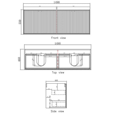 Otti | Marlo 1500mm Matte Black Wall Hung Vanity