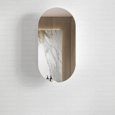 Otti Australia | Noosa Natural Oak Oval Shape Shaving Cabinet