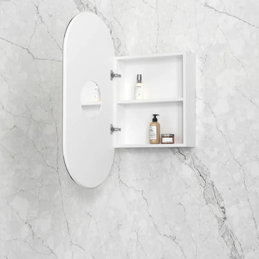 Otti Australia | Noosa Matte White Oval Shape Shaving Cabinet