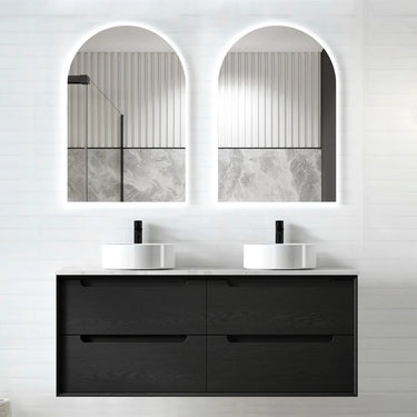Otti | Byron 1200mm Black Oak Wall Hung Vanity Double Bowl