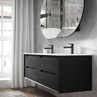 Otti | Byron 1200mm Black Oak Wall Hung Vanity Double Bowl