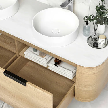 Otti Australia | Bondi 1500mm Natural Oak Wall Hung Curve Vanity