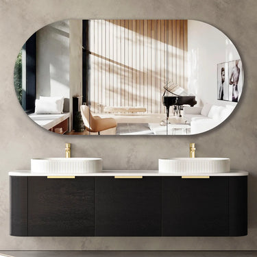 Otti Australia | Bondi 1800mm Black Oak Wall Hung Curve Vanity