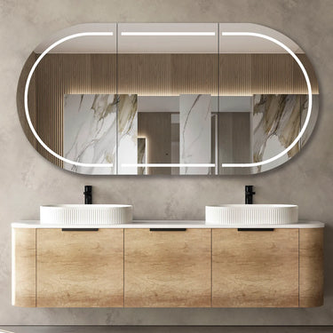 Otti Australia | Bondi 1800mm Natural Oak Wall Hung Curve Vanity