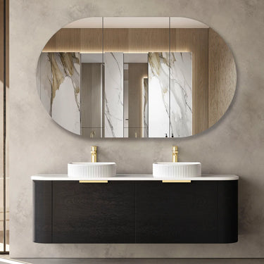 Otti Australia | Bondi 1500mm Black Oak Wall Hung Curve Vanity