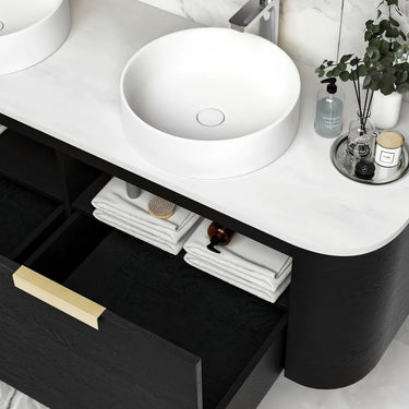 Otti Australia | Bondi 1500mm Black Oak Wall Hung Curve Vanity