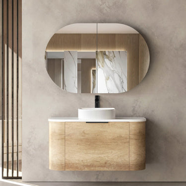 Otti Australia | Bondi 900mm Natural Oak Wall Hung Curve Vanity