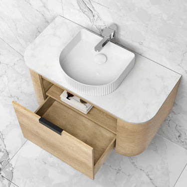 Otti Australia | Bondi 900mm Natural Oak Wall Hung Curve Vanity