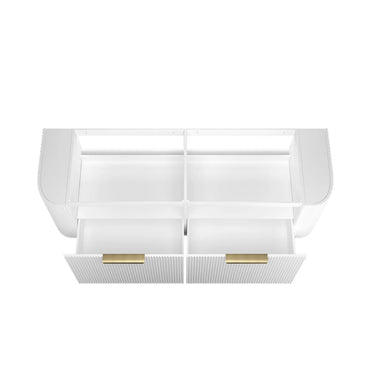 Bondi | Satin White Fluted 1500mm Curve Vanity