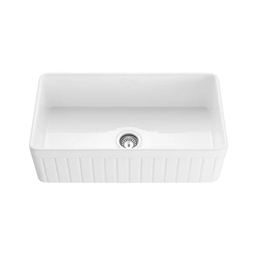 CETO | 828 x 457mm Greenwich Gloss White Fire clay Farmhouse Sink