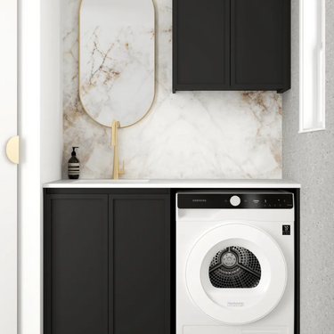 Otti | Hampshire Black Base Laundry Cabinet with Stone Top and Sink 1305x600x2100 A