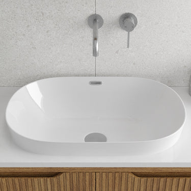 Polino | Semi Inset Basin 600 With Overflow Gloss White