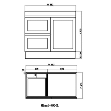 Miami | 900 mm Vanity Matte White