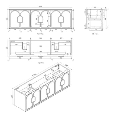 Otti Australia | 1800 Laguna American Black Oak Wall Hung Vanity