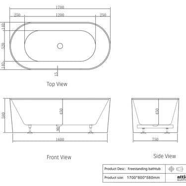 Attica | Noosa 1700 Matte White Round Freestanding Bath