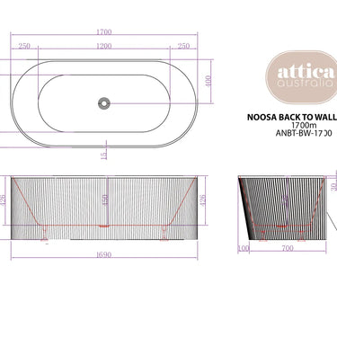 Attica | Noosa 1700 Matte White Back To Wall Multi-fit Bath