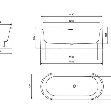 Nyx Fluted Freestanding Bath tub | 1500 x 750mm Bagno D'Oro