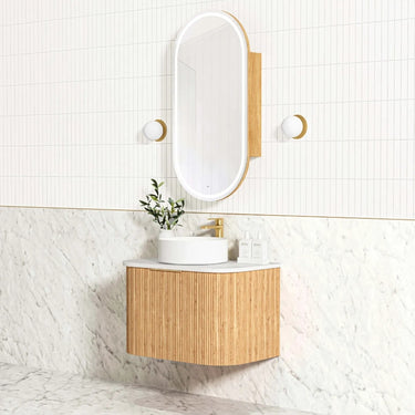 Bondi | Woodland Oak Fluted 750mm Curve Vanity