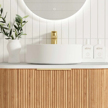 Bondi | Woodland Oak Fluted 750mm Curve Vanity
