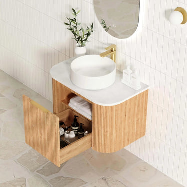 Bondi | Woodland Oak Fluted 750mm Curve Vanity