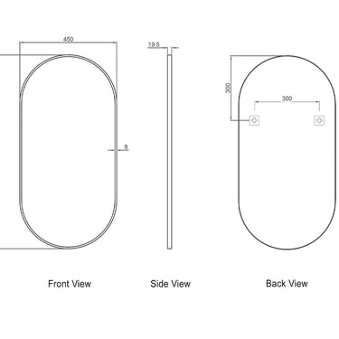 Otti Australia | Noosa 900x450 Black Metal Frame Mirror