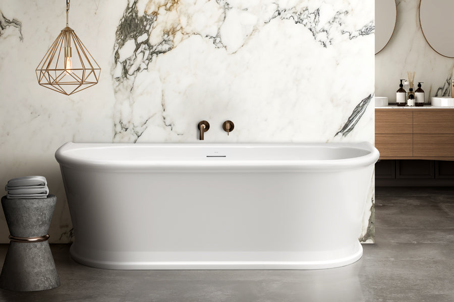 Oxford 1700 Back-To-Wall Freestanding Bath with Integrated Overflow