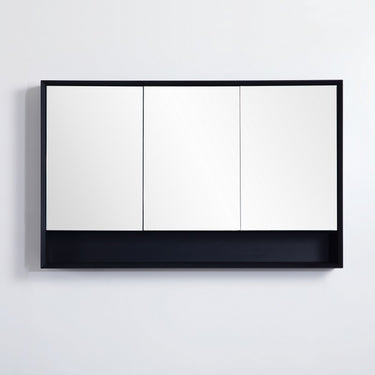 Petra | Matte Black 1200mm Three Door Shaving Cabinet