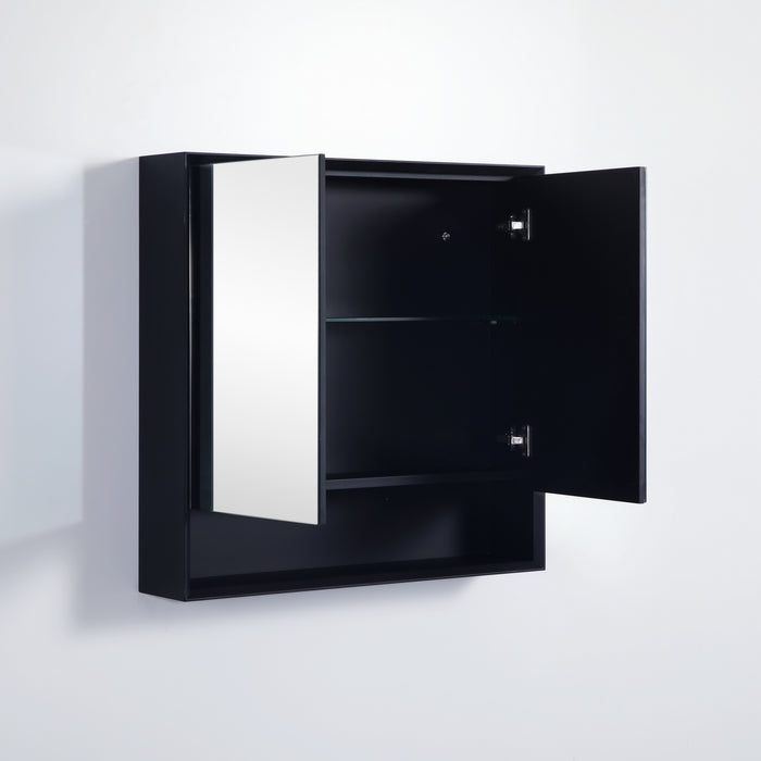 Petra | Matte Black 750mm Double Door Shaving Cabinet