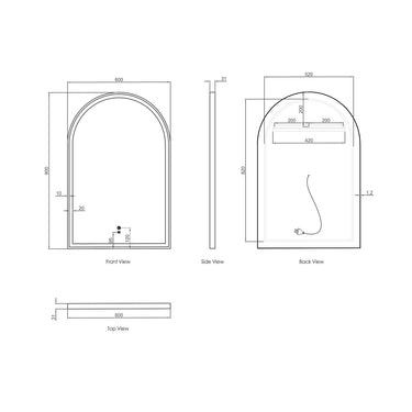 Otti Australia | Archie Gold Metal Frame 900x600mm LED Mirror