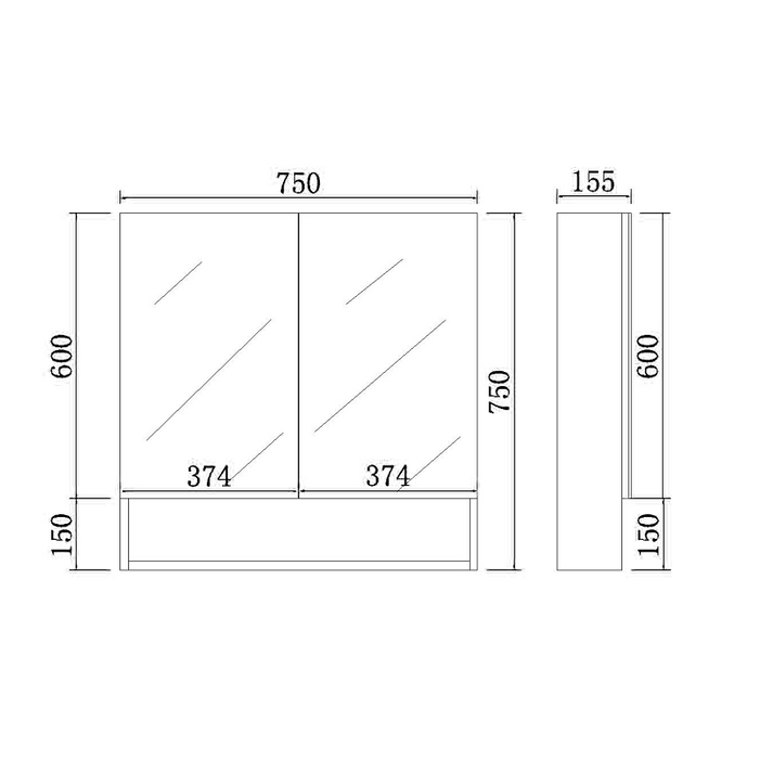 Riva | Gloss White Double Door Vanity 750mm