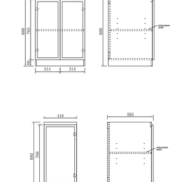 Otti | Hampshire Black Base Laundry Cabinet with Stone Top and Sink 1300x600x900