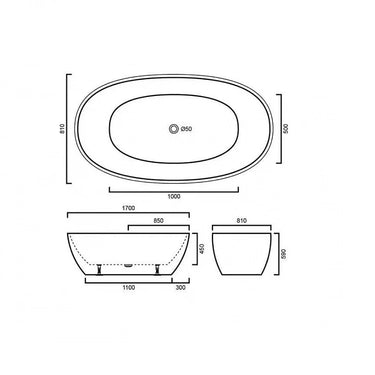 Stella 1700 Matte White Round Freestanding Bathtub