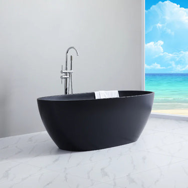 Stella 1500 Matte Black Round Freestanding Bathtub
