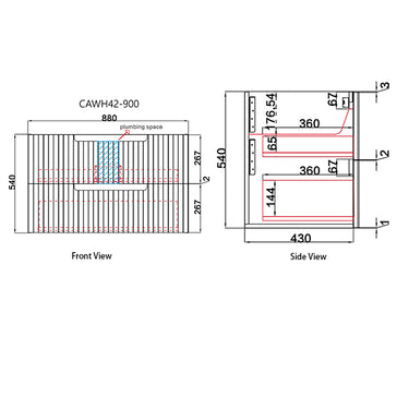Tuscana | Fluted Wall Hung Vanity 900mm