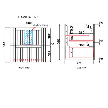 Tuscana | Fluted Wall Hung Vanity 600mm