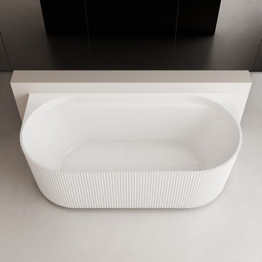 Ceejay | Waverly 1500mm Fluted Oval Freestanding Back to Wall Bath Gloss White