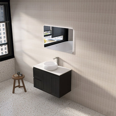 Acacia | 900 Matte Black Single Bowl Wall Hung Vanity