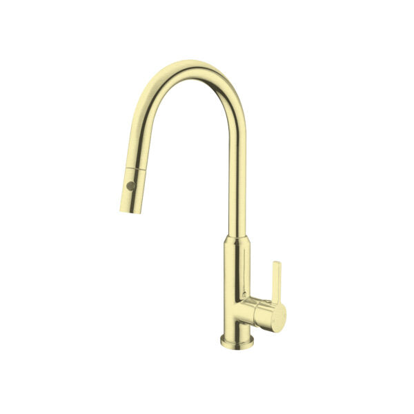 Pearl | Brushed Gold Kitchen Pull Out Sink Mixer With Vegie Spray Function