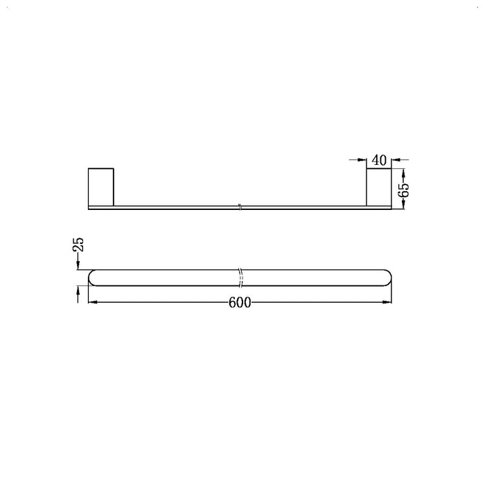 Bianca | Brushed Nickel Single Towel Rail 600MM