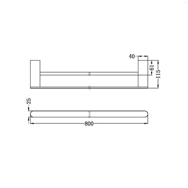 Bianca | Gun Metal Grey Double Towel Rails 800mm