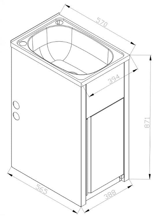 Vasca 35L Fingerpull Laundry Cabinet