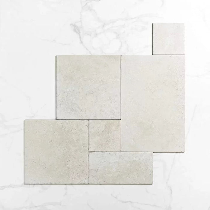 Aquitaine Grigio French Pattern tiles Travertine look Made in Italy