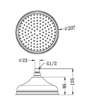 York | Black| 200mm Shower Head