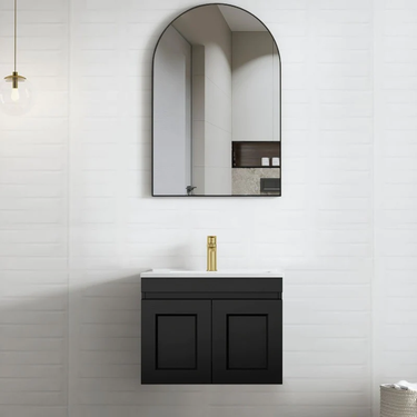 Otti | Hampton 600 Matte Black Mark II Wall Hung Vanity / Ceramic Top