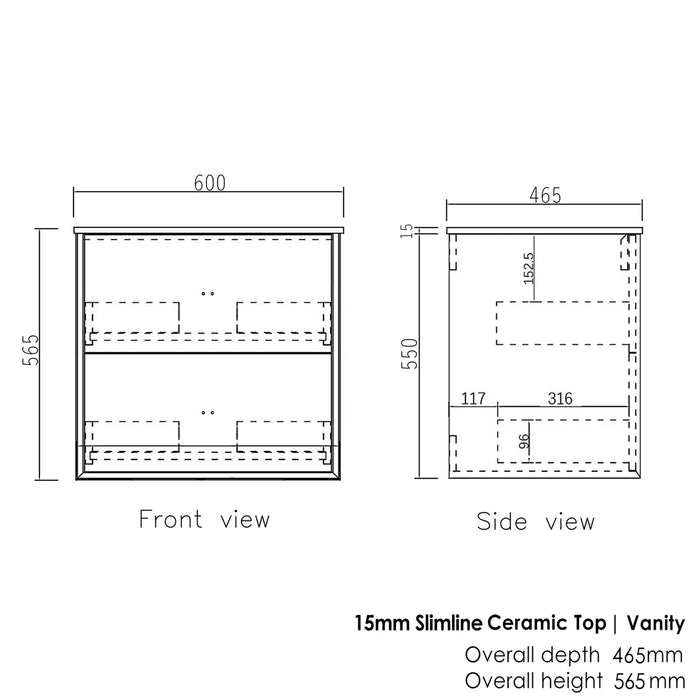 Boston | Matte White 600mm Vanity