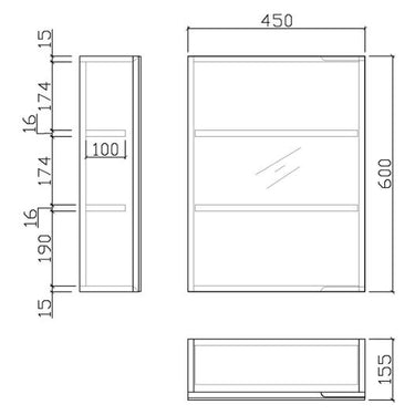 Pencil Edge 450 mm Shaving Cabinet