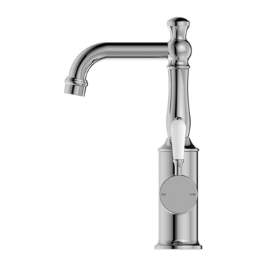 York  | Chrome  Basin Mixer With White Porcelain Lever