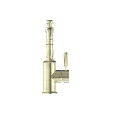 York  |  Aged Brass Basin Mixer With Metal Lever