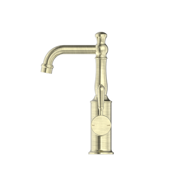 York | Aged Brass kitchen Mixer Goosneck Spout With Metal Lever